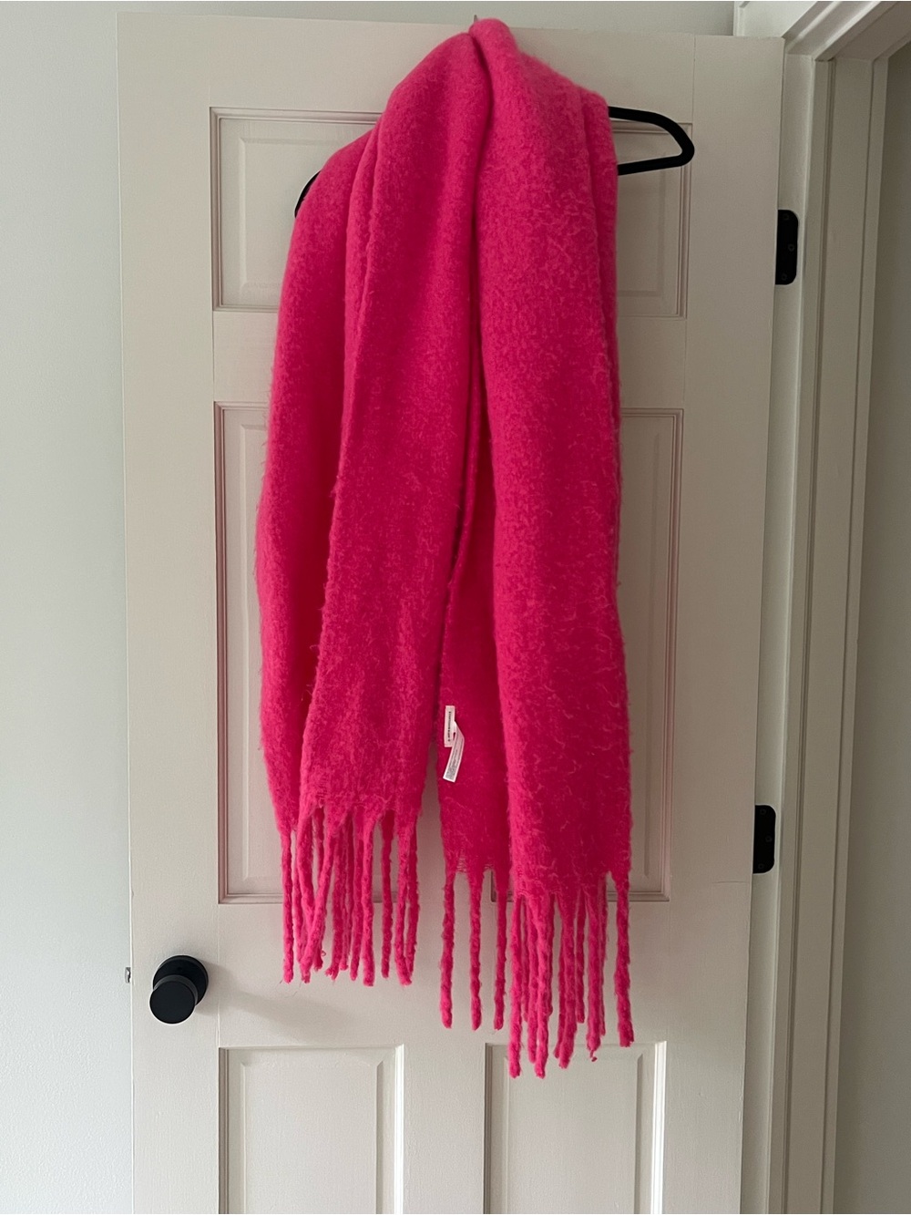Anthropologie Hot Pink Fuzzy Fringe Scarf